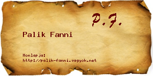 Palik Fanni névjegykártya